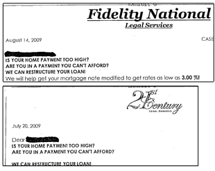 21st Century Legal Services operates in some states as Fidelity National Legal Services, apparently using the same pitch letters and employees.